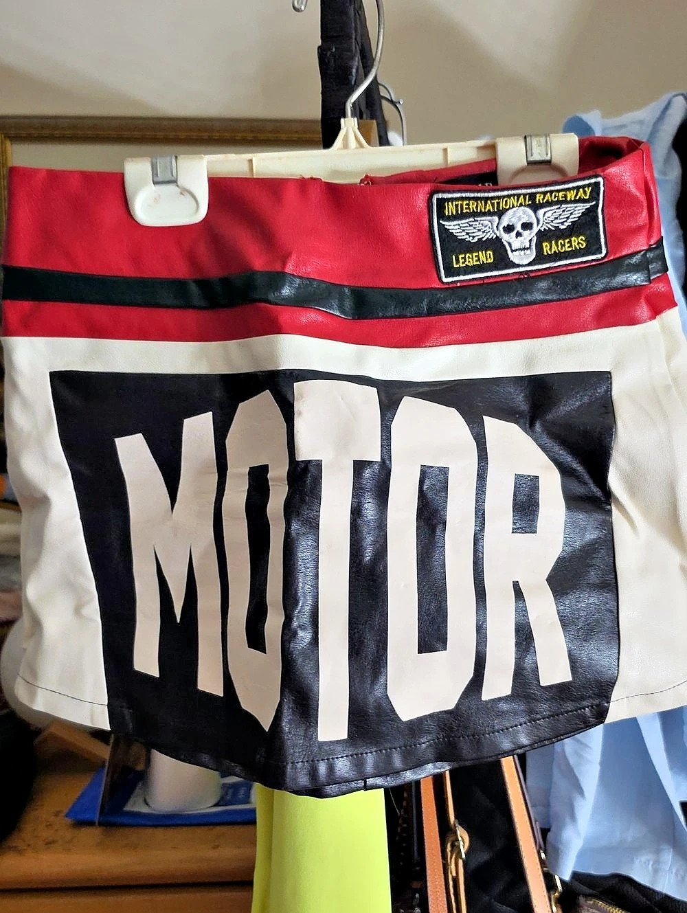 Akira Legend Raiders Color motorhead Block Skirt in Red & Black Small